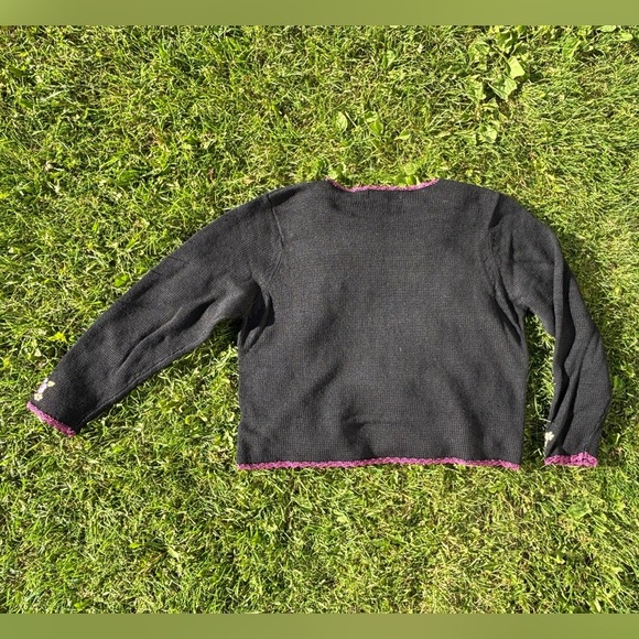 Vtg All Points by Reference Point Knit Sweater Size XL Black Floral Embroidered - Picture 2 of 10